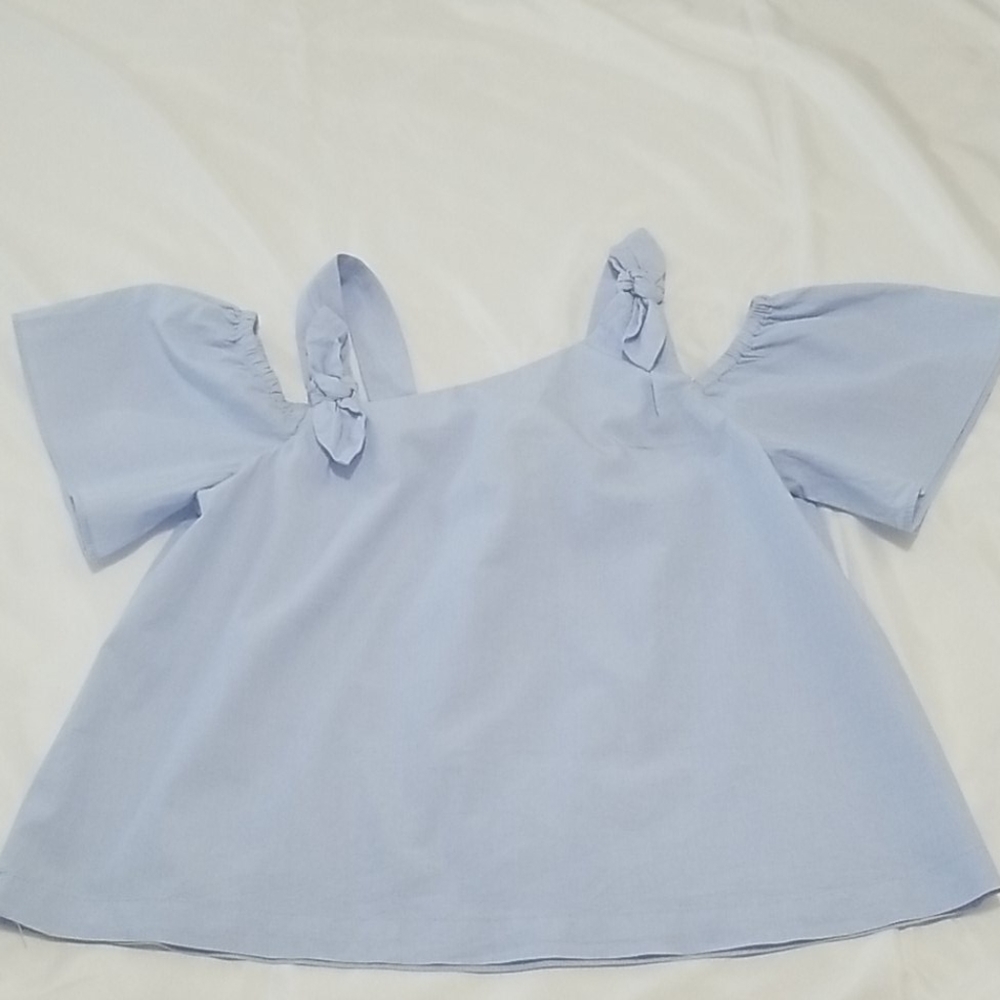 ❤ Zara Girl's Cold Shoulder Blue Top Size 11-12y